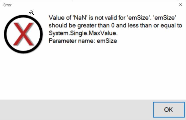 emSize error